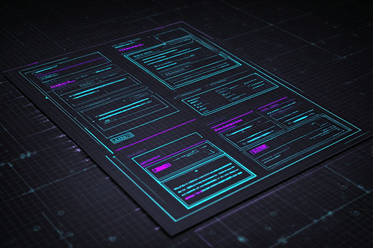 Minimal website wireframe blueprint