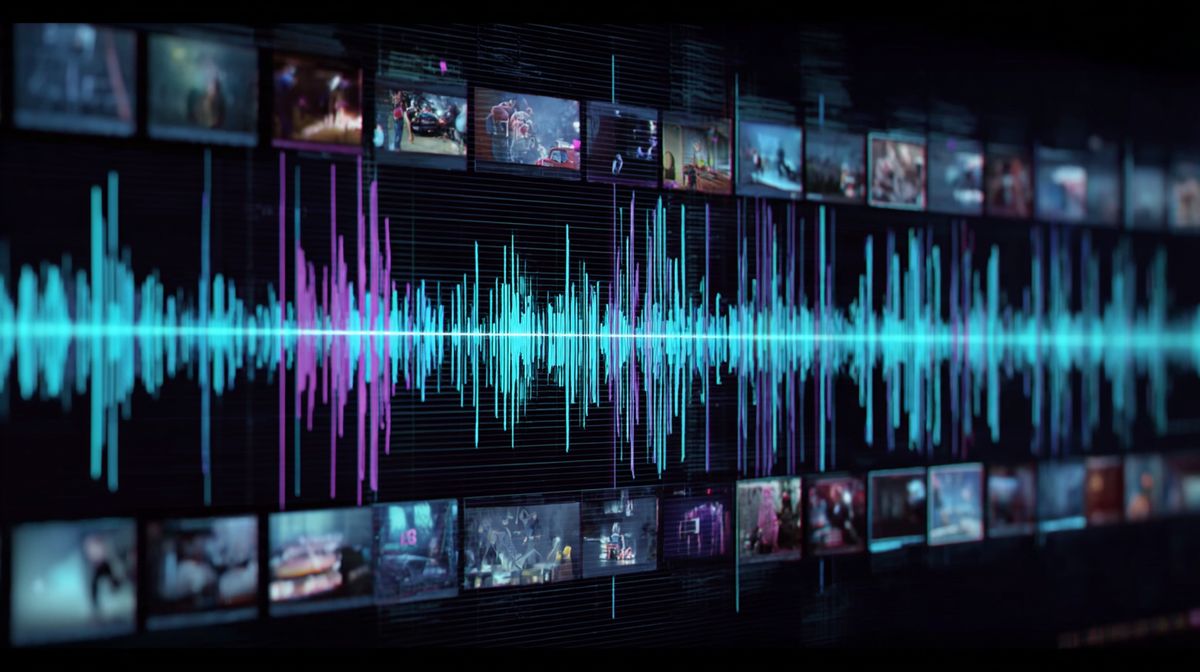 Audio waveform aligned with video cut markers