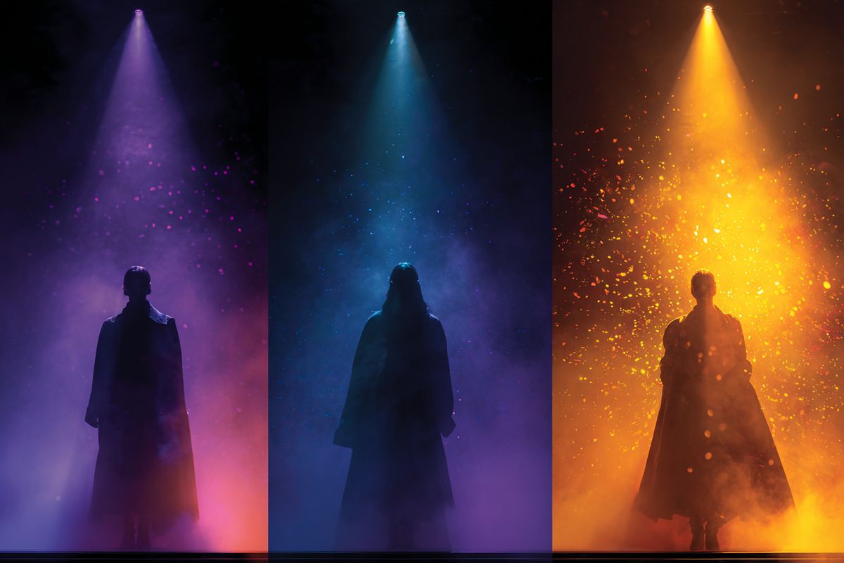 Three studio personality archetypes in spotlights