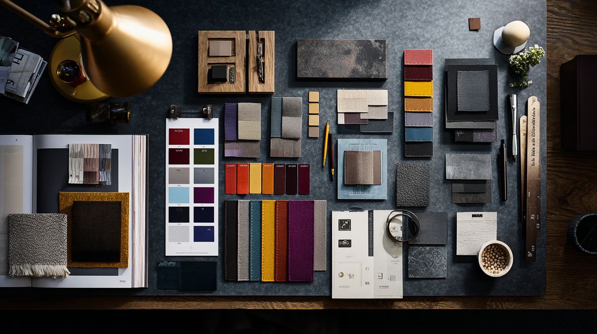 Brand identity mood board with color swatches