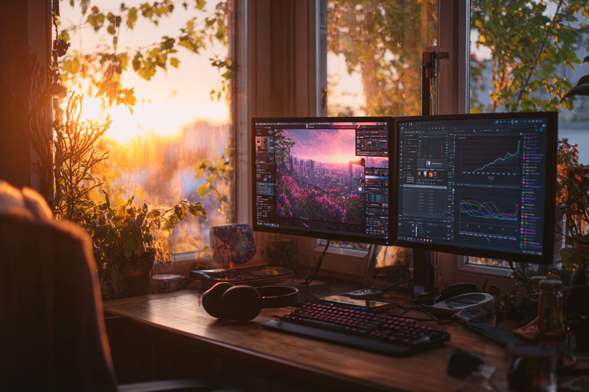 Calm developer workspace with long-tail analytics