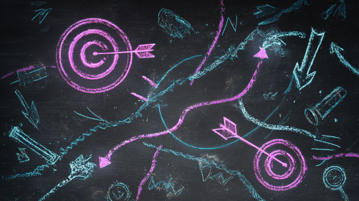 Strategic battle plan on dark chalkboard