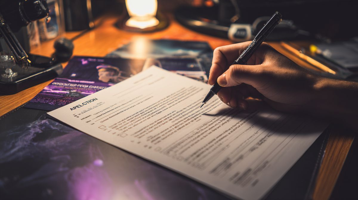 Festival application form being filled out