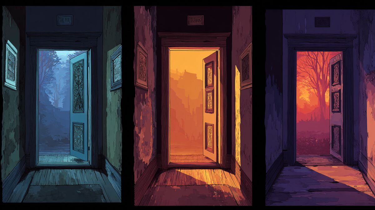 Three doors labeled February, June, and October