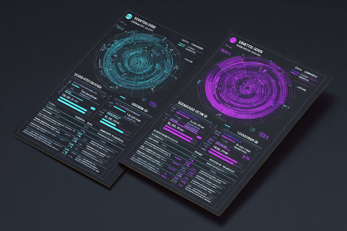 A comparison table visualized as two character stat sheets