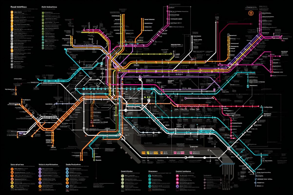 A subway/metro-style map with subreddits as stations