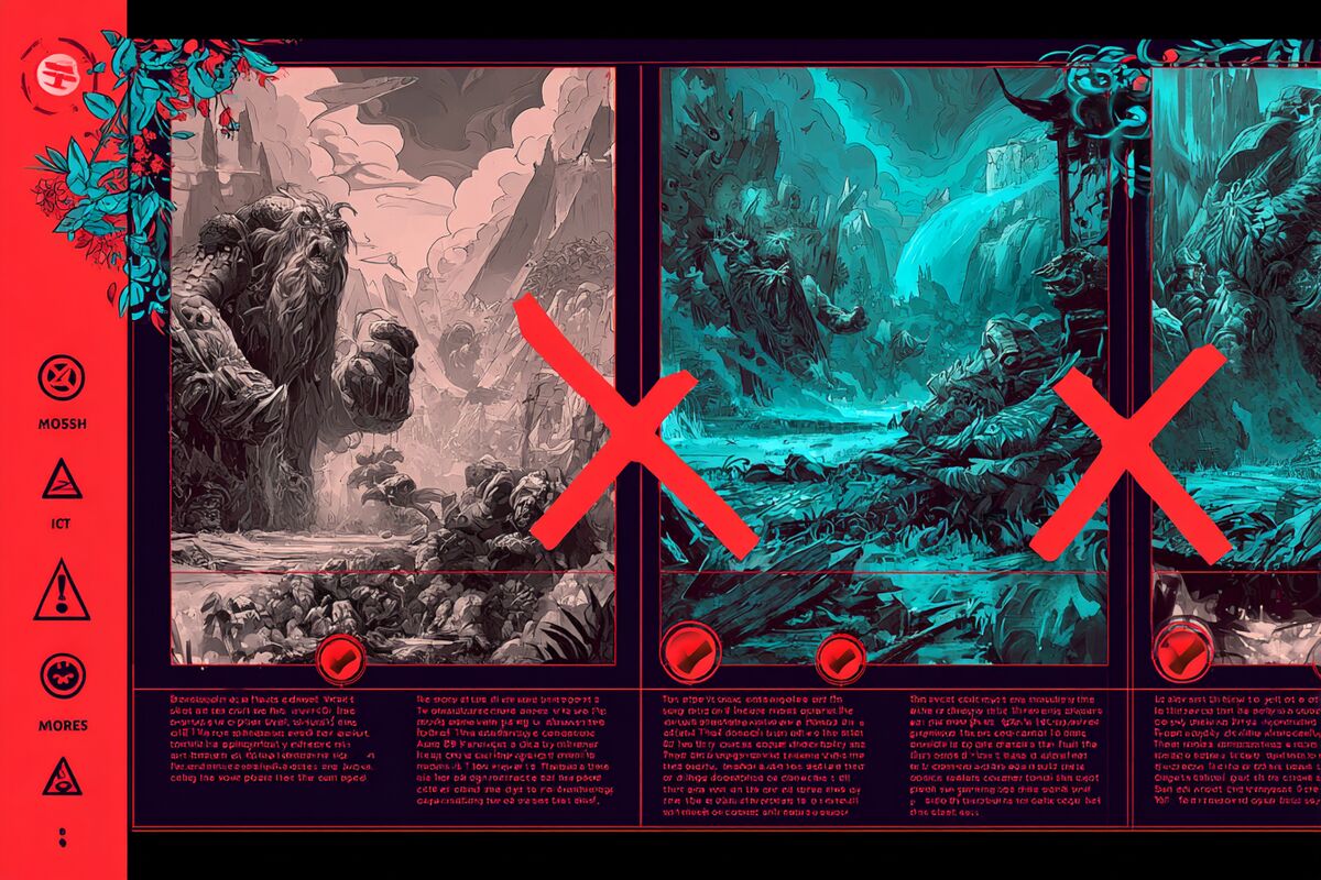 A capsule art with red violation markers