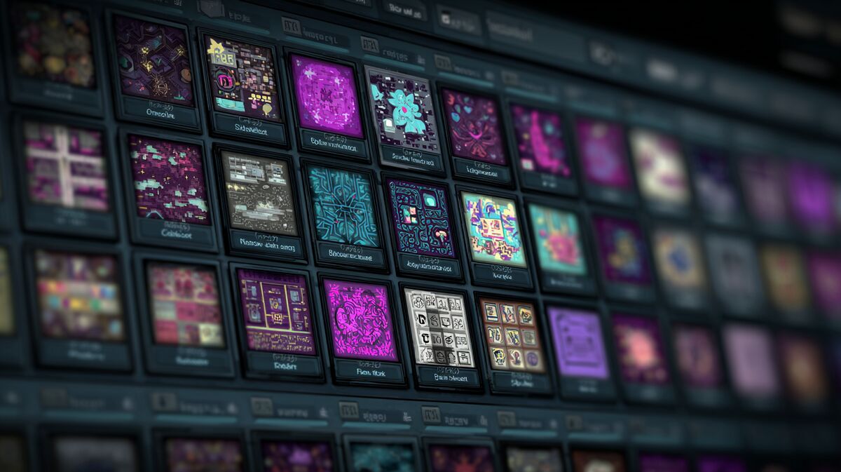 A Steam library grid view showing the library capsule arts