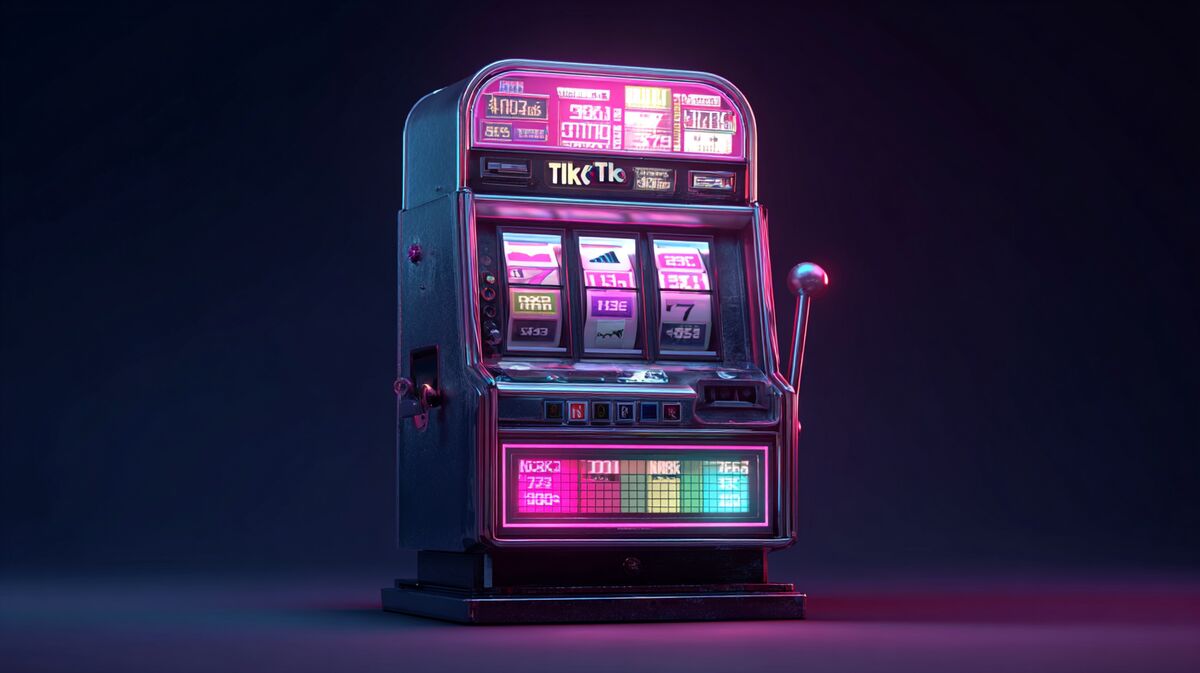 A slot machine with reels showing views/wishlists