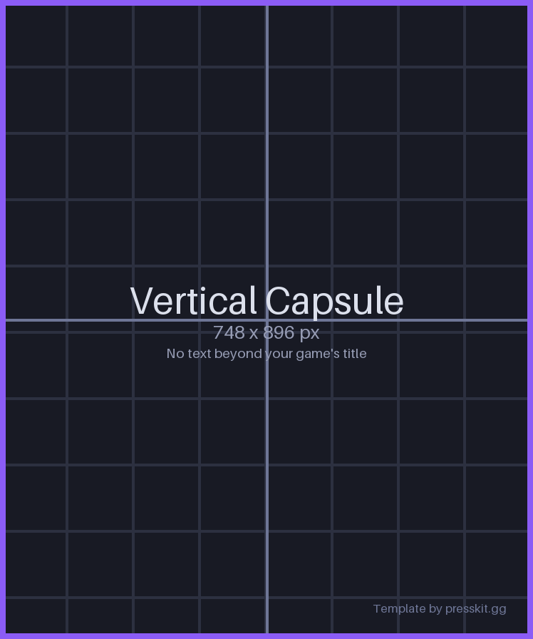 Blank Steam vertical capsule template, 748 × 896 pixels